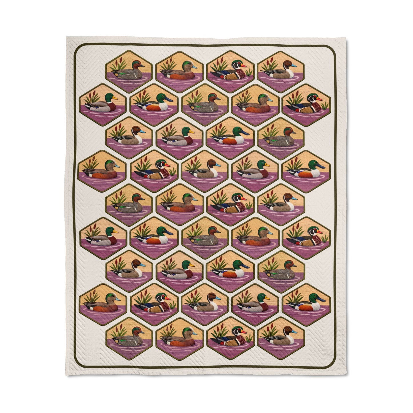 GrandmaCore Duck Quilted Blanket (Cream)