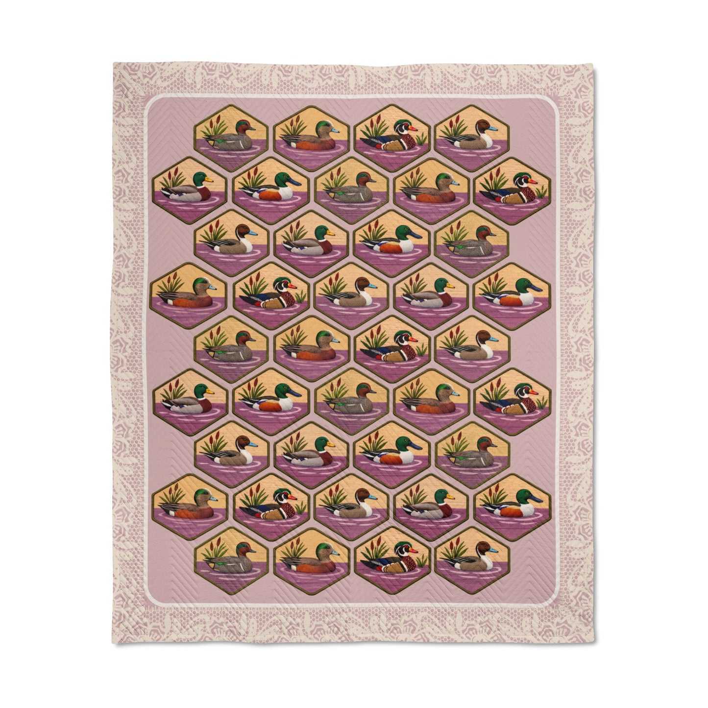 GrandmaCore Duck Quilted Blanket (Dusty Rose)