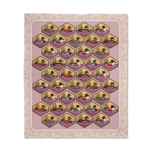 GrandmaCore Duck Quilted Blanket (Dusty Rose)