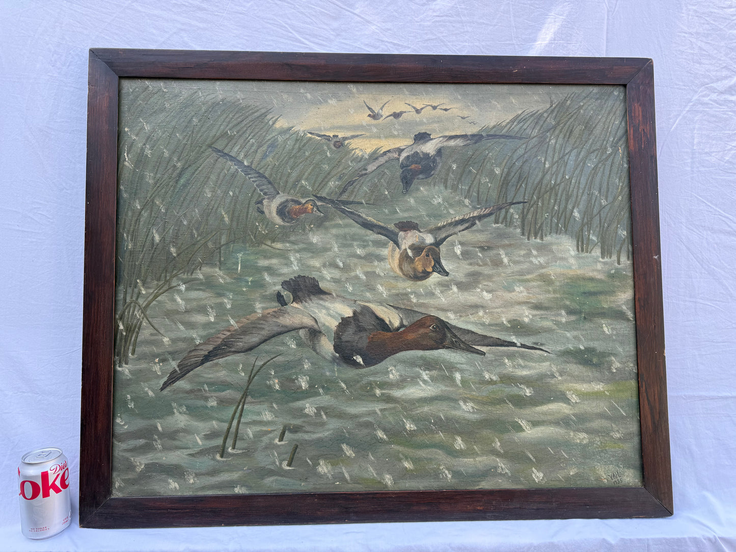 Canvasback Painting (1935) Signed “VAH” Frame: 37x30in