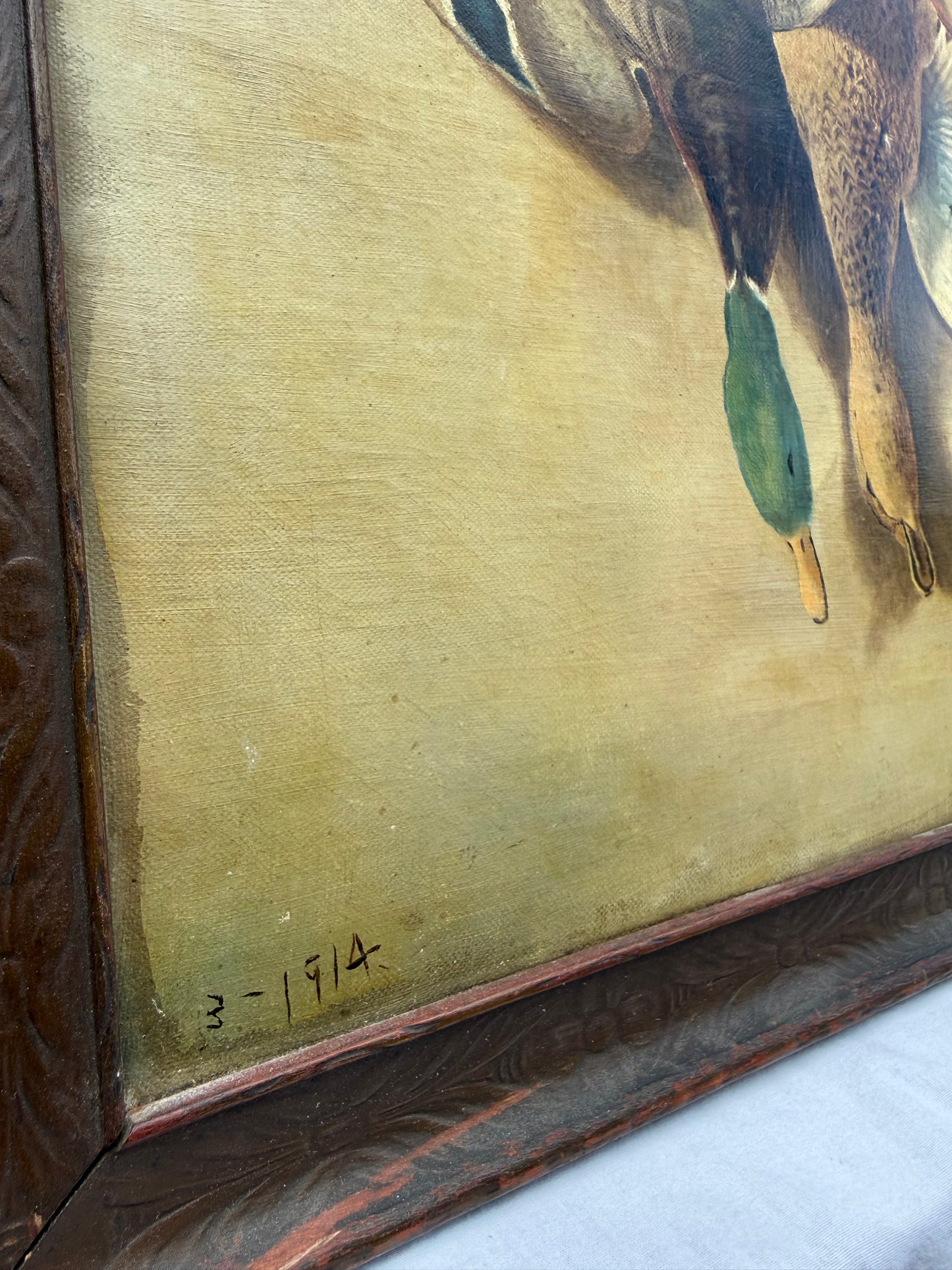 Mallard Dead Mount Painting (1914) Frame: 16.5x19in